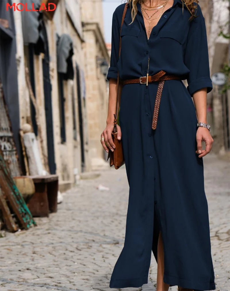 

MOLLAD Fall and Winter Fashion Loose Long Sleeve Big Shirt Long Skirt