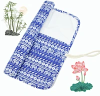 blue elephantbohemiafloral 20 pockets art paint make up brushes case roll up pen holder canvas pouch bag