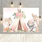 Avezano фон для фотосъемки в честь рождения ребенка розовая Цветочная палатка дикие животные фон для фотостудии