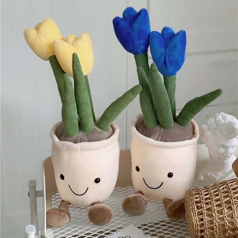 Плюшевые игрушки тюльпан и суккуленты для детей подарок девочек кукла