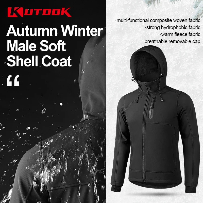 

KUTOOK Outdoor Sports Coat Winter Windbreaker Softshell Jacket Thermal Waterproof Windproof Men Cycling Hiking Jacket HC003