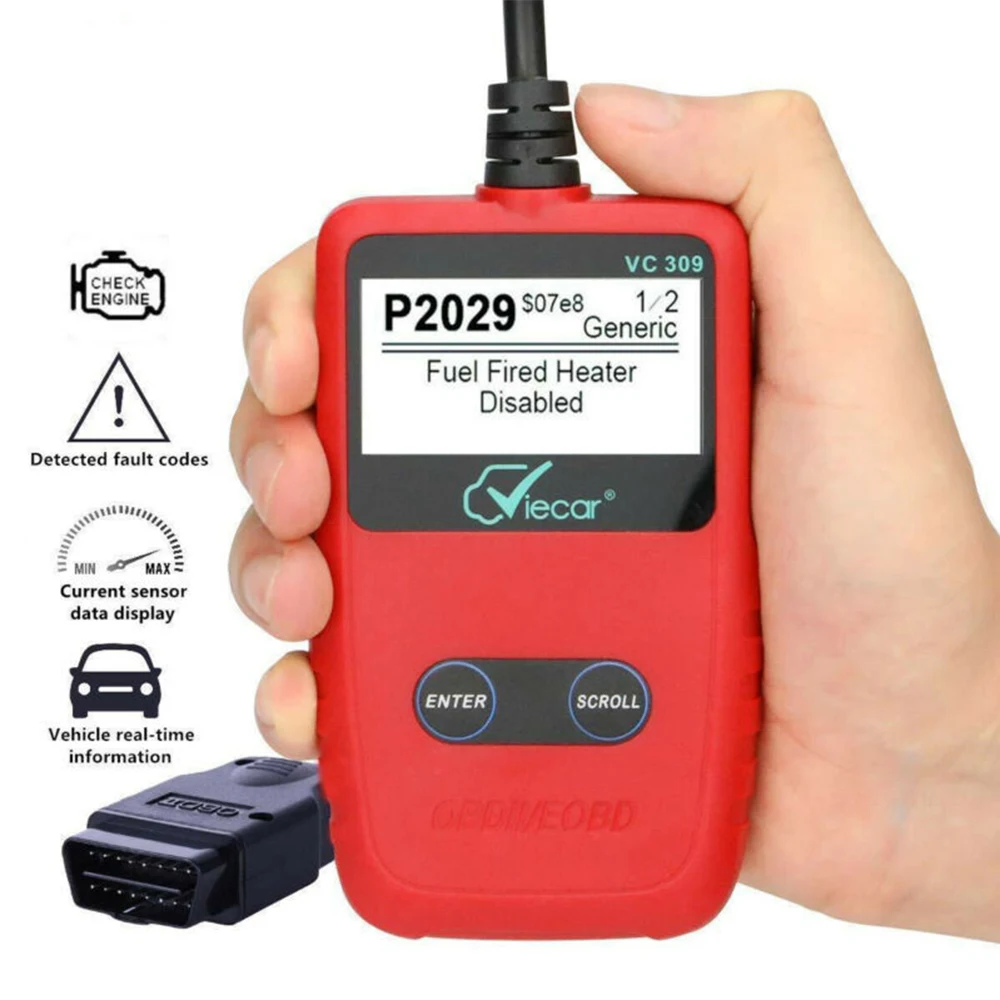 

Viecar VC309 OBDII EOBD Автомобильный сканер OBD OBD2 автомобильный диагностический инструмент считыватель кодов Сканер автомобильный тестер er OBD 2 Авто...