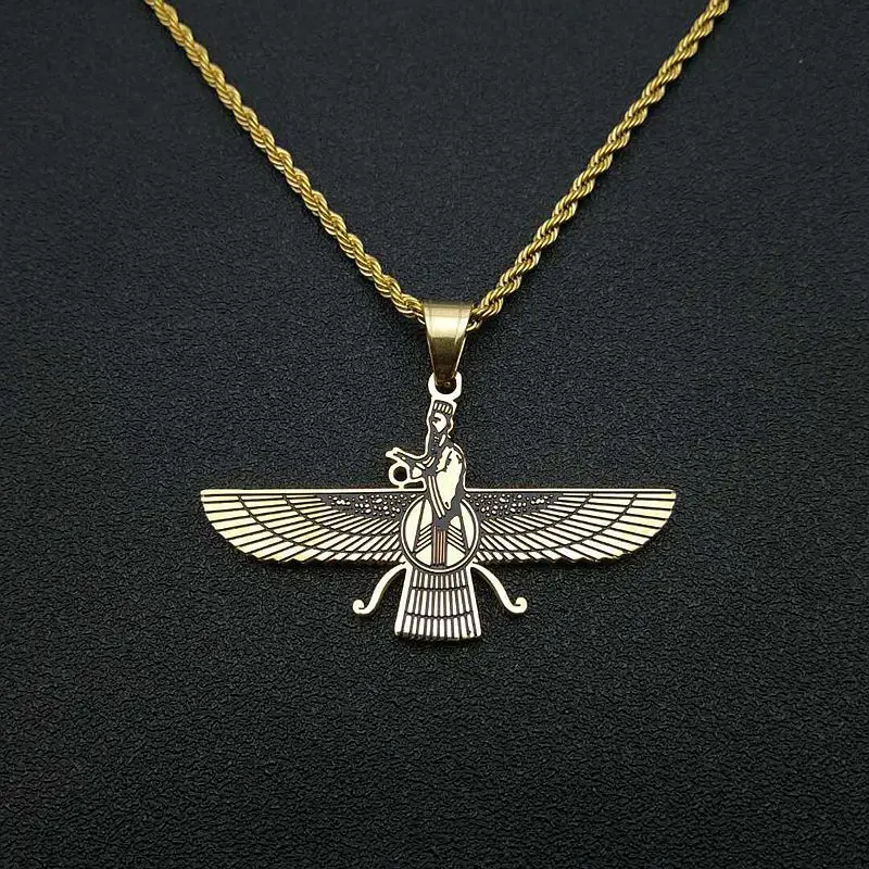 

European And American Pop Hip Hop Exaggerated Titanium Steel Vacuum Gold Plating Oiling Human Body Men's Necklace