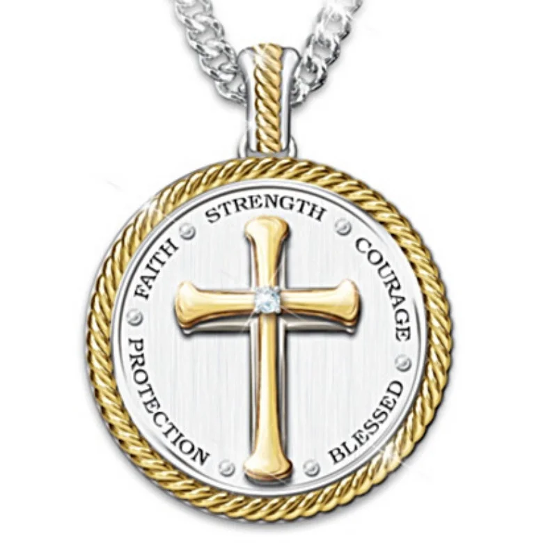 

Women Men's Universal Classic Fashion Cross Embossed Geometric Round Necklace Pendant Party Holiday Gift Jewelry Wholesale