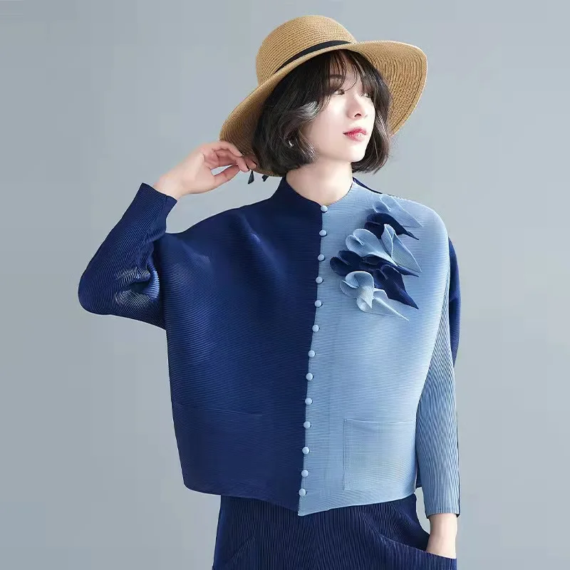 

Miyake folds 2021 new cross-border western style age-reducing high-end shirt tops temperament all-match European women's shirts