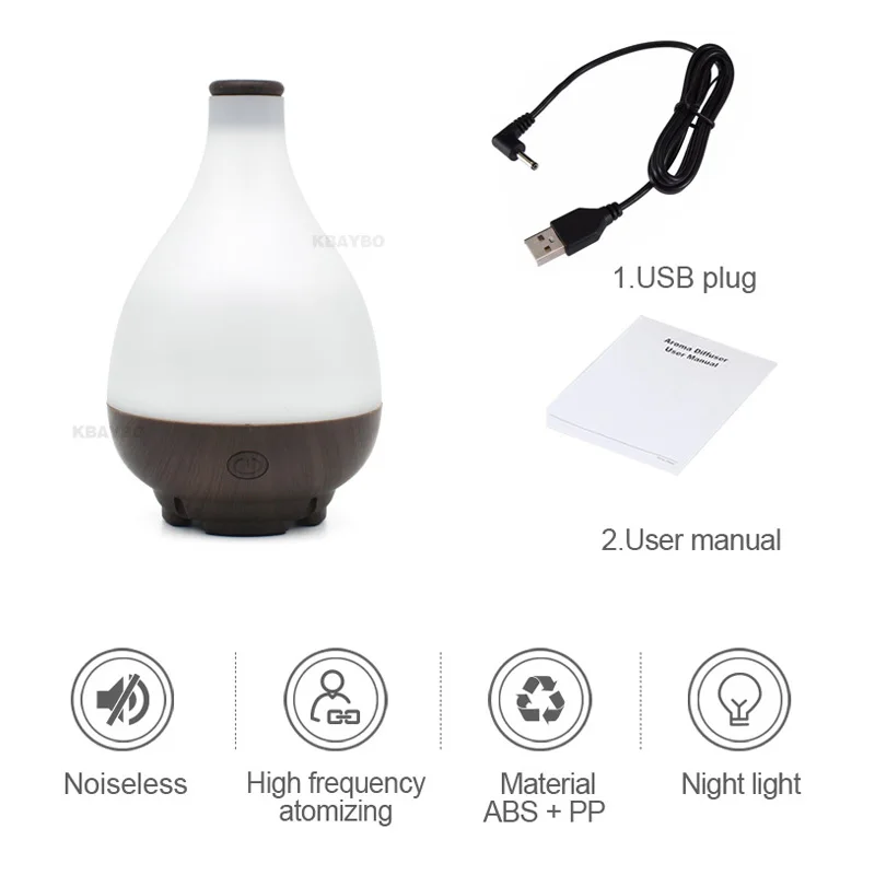 

USB Air Humidifier Ultrasonic Aromatherapy Essential Oil Aroma Diffuser Mist Purifier With Night Light