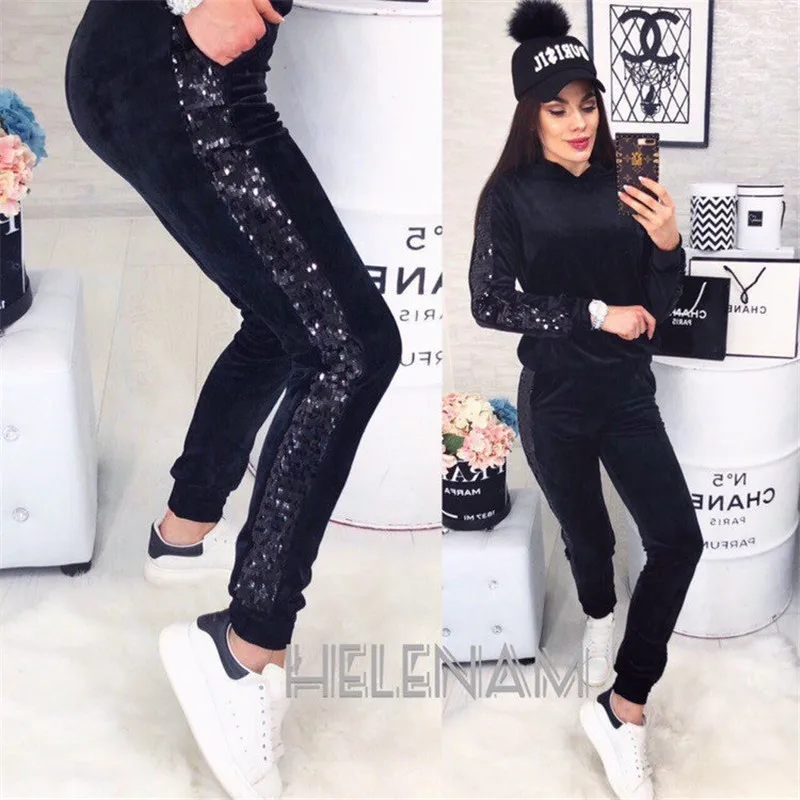 

winter 2 piece set women tracksuits jogging top and pants sport long-sleeved corduroy tracksuit women sports clothes casual