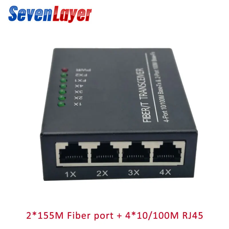 Ethernet волоконный коммутатор 4 RJ45 2 SC оптический медиа конвертер одномодовый порт