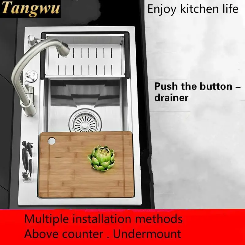 Бесплатная доставка стандартный слив с кнопкой роскошная кухонная ручная