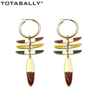 totasally dangle earrings fashion colorful enamel leaves drop earrings womens stylish gift jewelry accessories