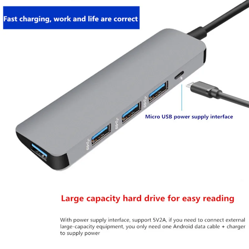 5 в 1 USB C док-станция для ноутбука USB 3,0 HDMI PD Fealushon для MacBook samsung Galaxy S9/S8/S8+ type C док-станция usb-хаб