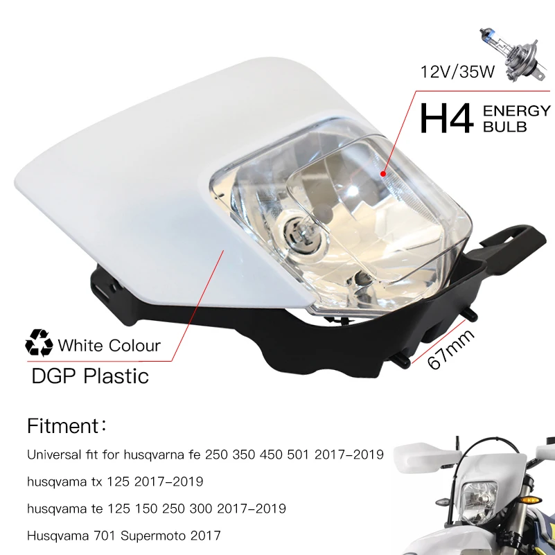 Белый мотоцикл рука гвардии H4 фар светодиодный налобный фонарь для Husqvarna FC TC FE TE FX