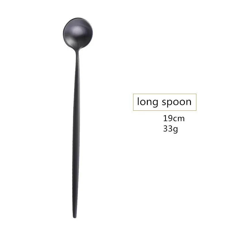 1pc ice spoon Черный набор столовых приборов из нержавеющей стали, вилки, ложки, ножи, столовое серебро, Корейская кухня, палочка для еды, столовая посуда, набор посуды, Прямая поставка - Цвет: 1pc ice spoon