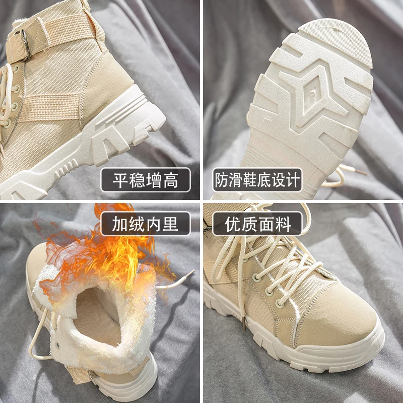 

Ankle Boots for Women Comfort Warm New Winter Motorcycle Boots Thick Heel Platform Shoes Woman Lace-Up Round Toe Fashion Boots