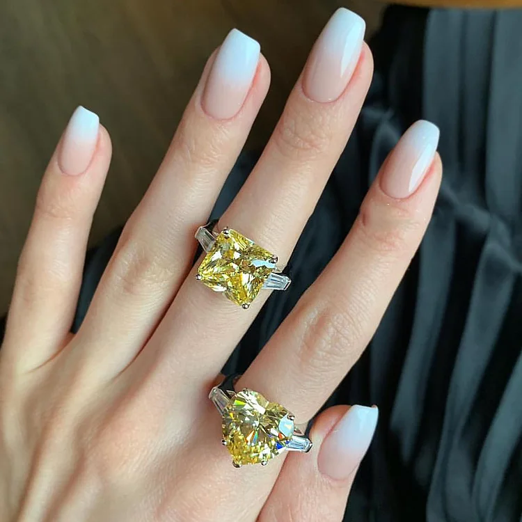 Женское кольцо принцессы из серебра 925 пробы с жёлтым кристаллом | Украшения и