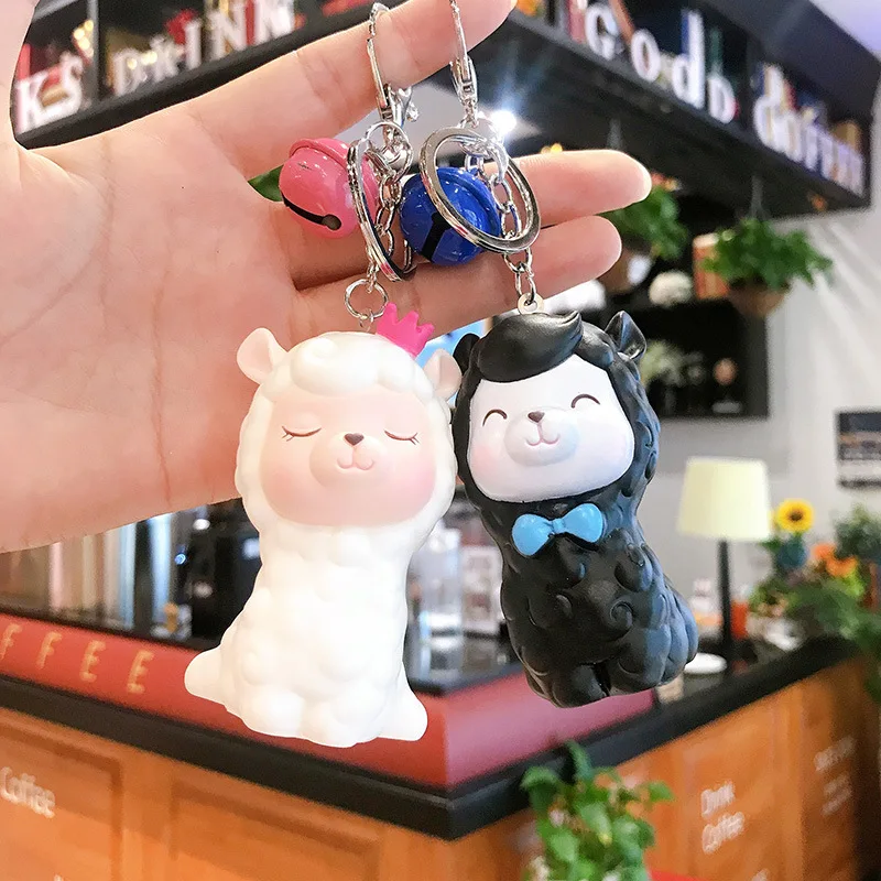 

2021 Cute Cartoon Alpaca Key Chain Fashion Female-Style Handbag Pendant, Small Fresh Keychain, Creative Gift Key Ring