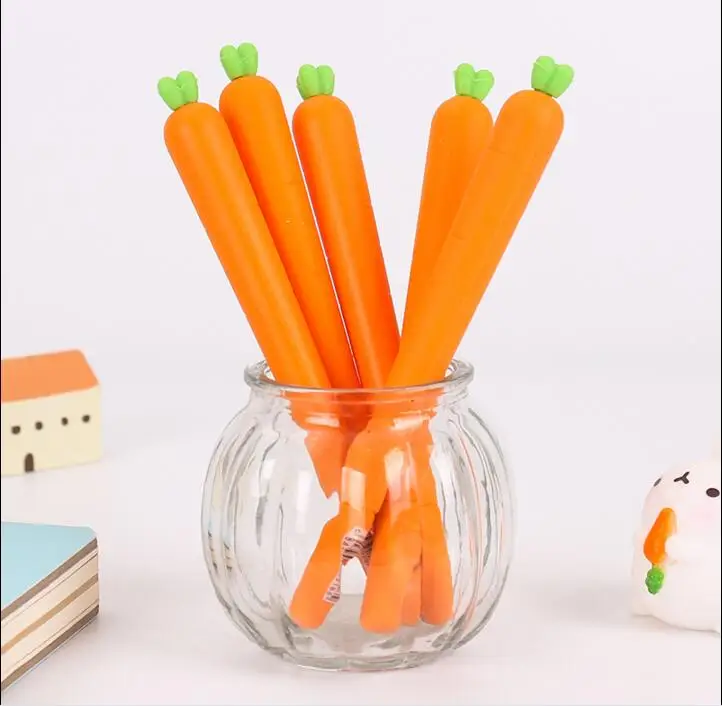 carrot shape gel pens 15pcs 0.5mm point 15.5cm long Refills can ben replace free shipping