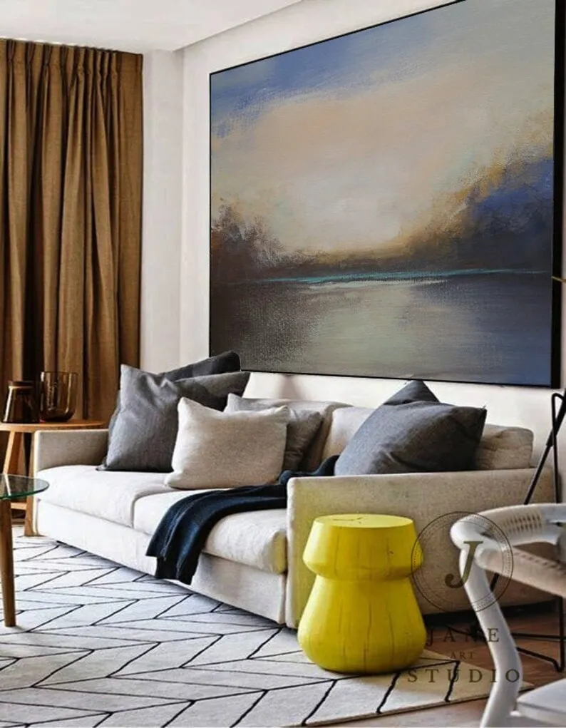 

Large Ocean Abstract Oil Painting Canvas Sea Abstract Painting Original Abstract Canvas Oil Sky Landscape Painting Living Room