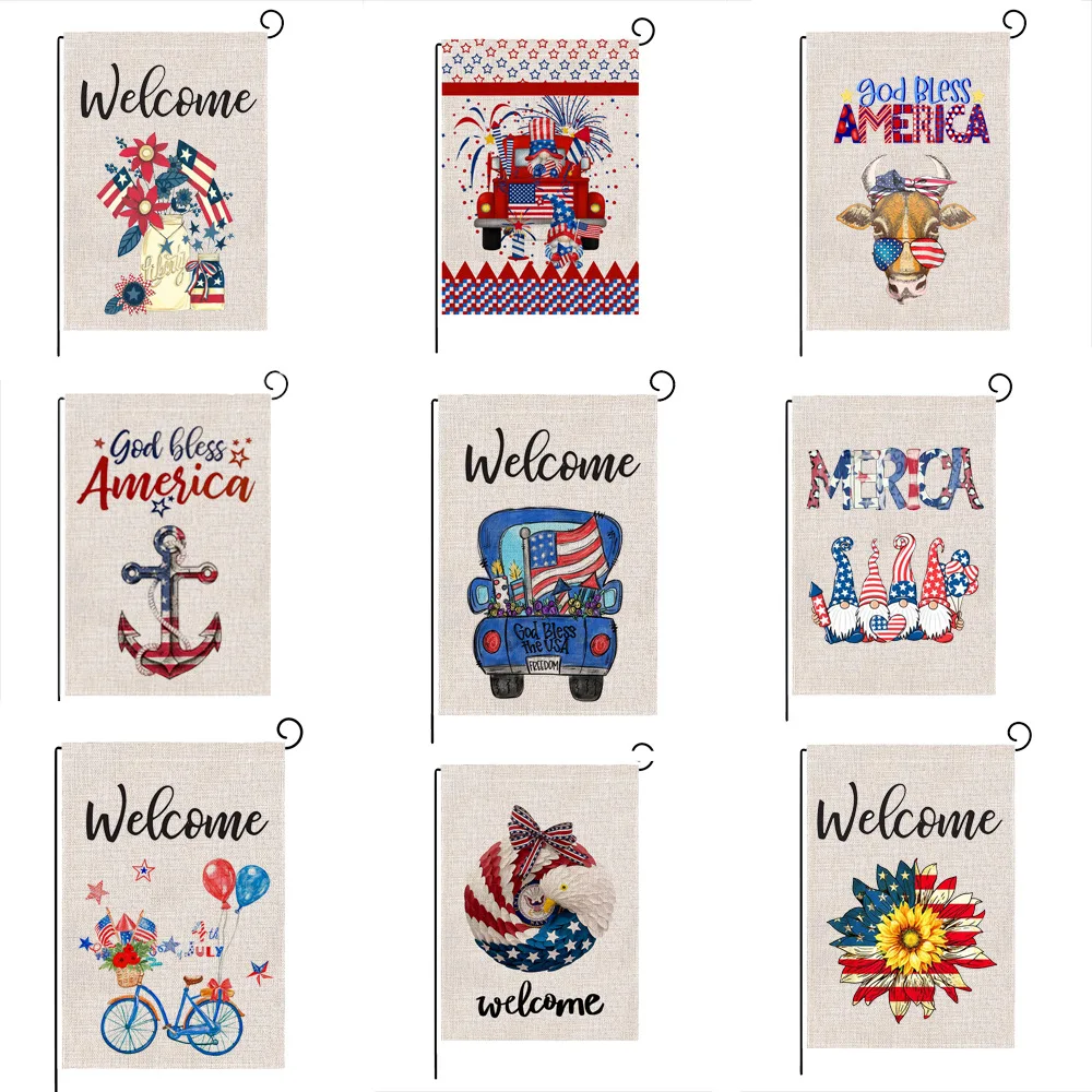 Новейшие Двор Газон Знаки Двусторонняя печать добро пожаловать сад флаги