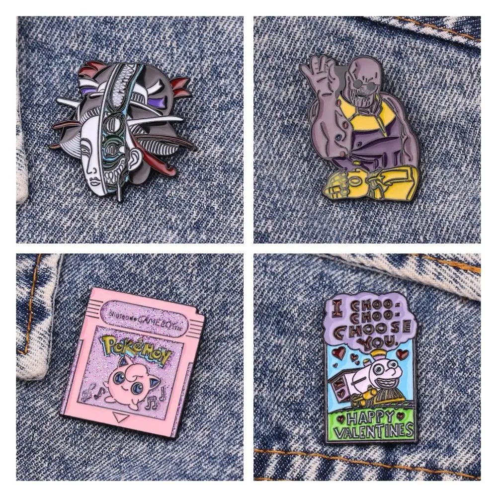 Серия Pokemon Thomas, эмалированная булавка для карт, абстрактная живопись, соль, Bae Thanos, металлические броши, рюкзак, шляпа, аксессуары для мужчин и женщин