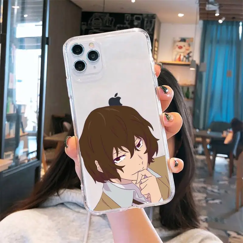 

Bungou Stray Dogs anime black white Phone Case Transparent soft For iphone 5 5s 5c se 6 6s 7 8 11 12 plus mini x xs xr pro max