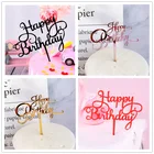 Новый Топпер для торта С Днем Рождения Красный Золотой Серебряный Акриловый тематический праздник на день рождения топперы для тортов, украшение для детей, подарок на день рождения