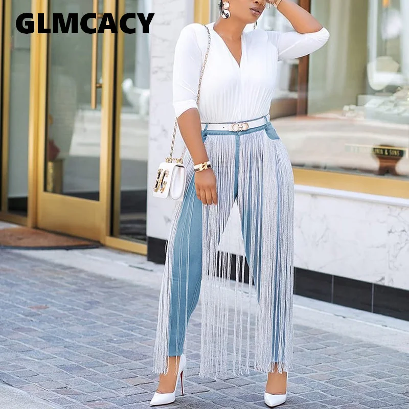 Женские однотонные обтягивающие джинсы с кисточками демисезонные эластичные