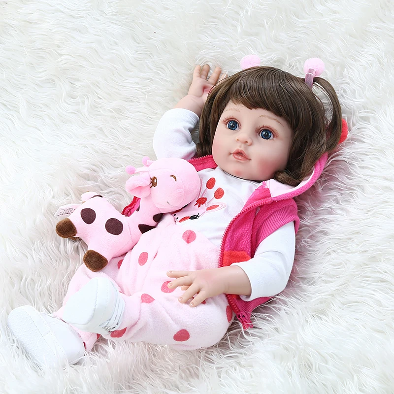 NPK 48 см Популярная мягкая силиконовая кукла bebe для новорожденных, для девочек в платье с жирафом, рождественский подарок для новорожденного ребенка