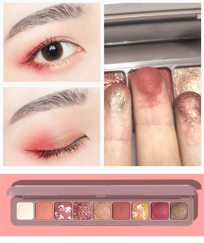 Glitter Eye Shadow Palette Makeup Kit Waterproof 9 Colors Red Nude Matte Pigment Shimmer Colorful Eyeshadow Powder Cosmetics