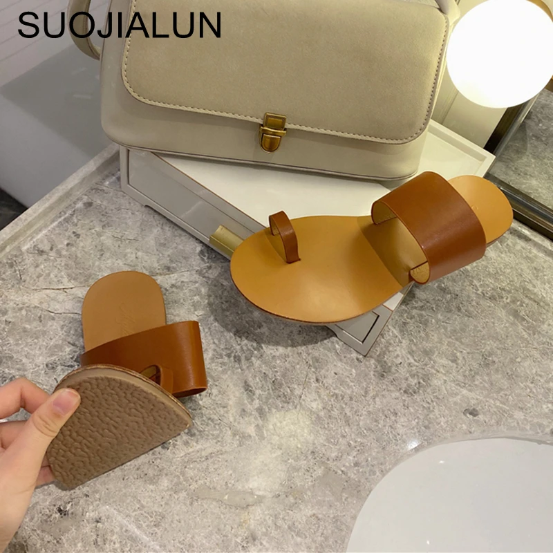 SUOJIALUN новые женские Вьетнамки повседневные летние пляжные шлепанцы на плоской