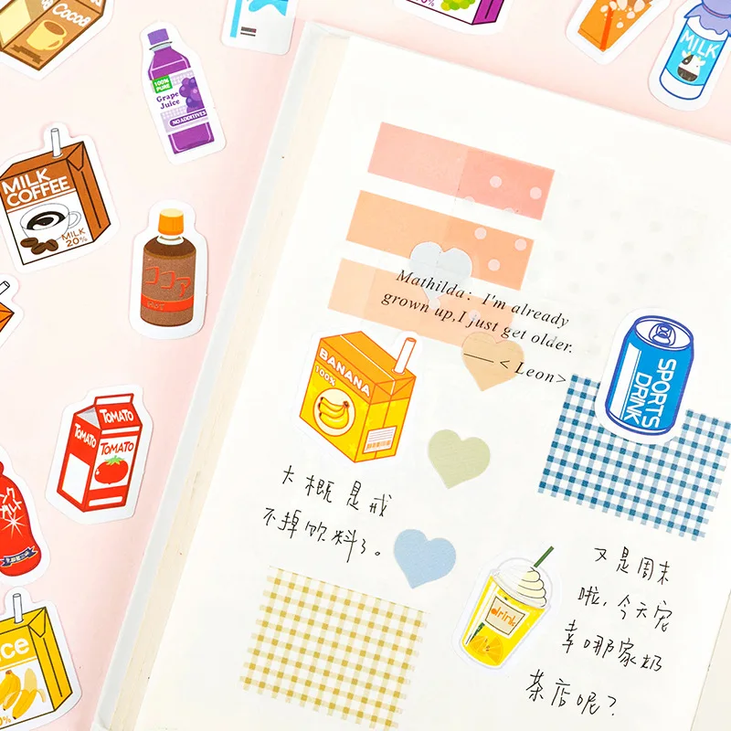 

45pcs Washi Stickers Set Fruit Juice Adhesive Label Decoration Sticker For Scrapbooking Journal Planner Diary Album