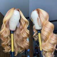 ginger blonde highlight wig 13x6 lace front human hair wigs for women remy hair 150 loose wave lace frontal wig pre plucked