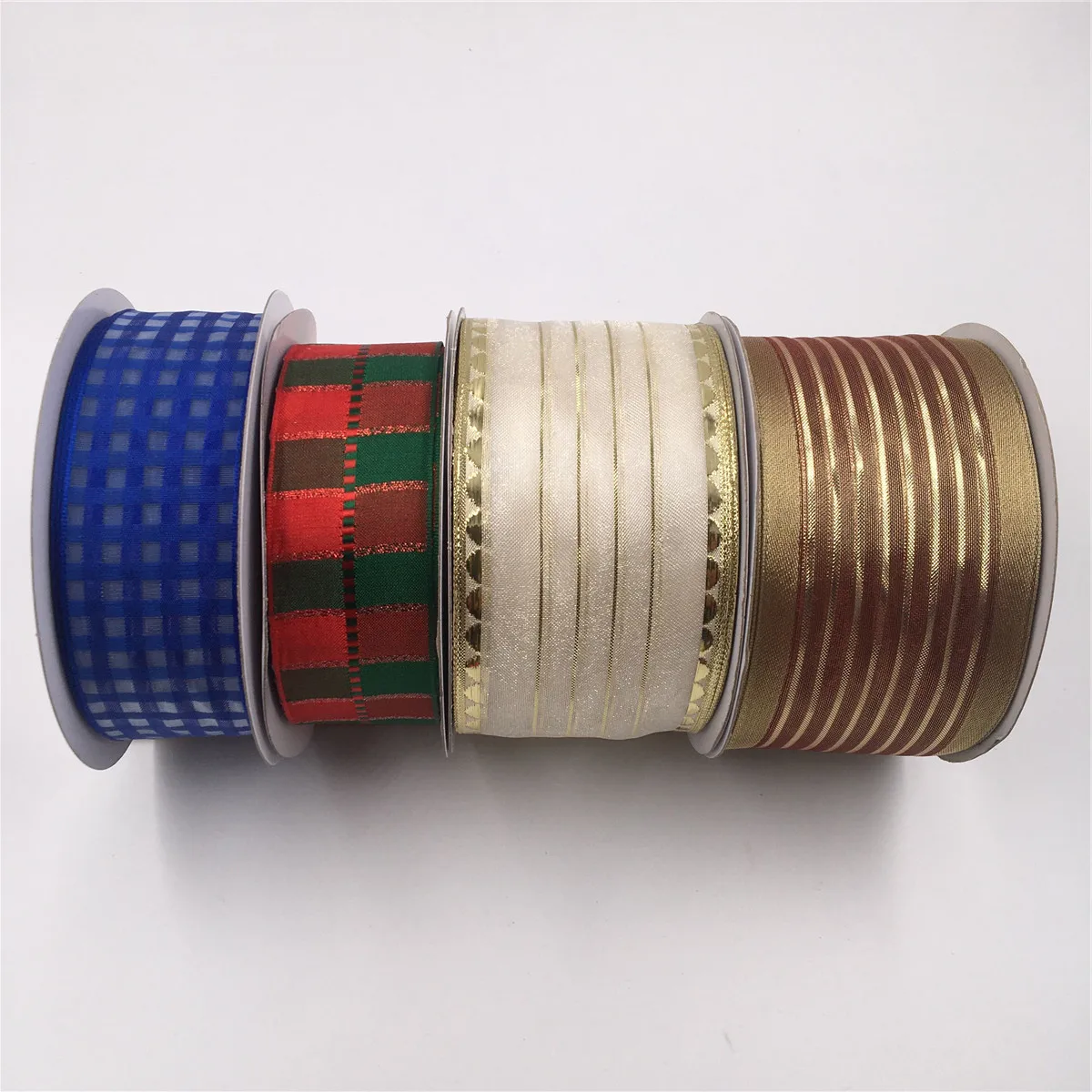 

25YARDS 38/63MM Wired Edge Chirstmas Ribbon Organza Gold Blue Red/GreenPlaid for Birthday Decoration Gift DIY Wrapping 2-1/2"