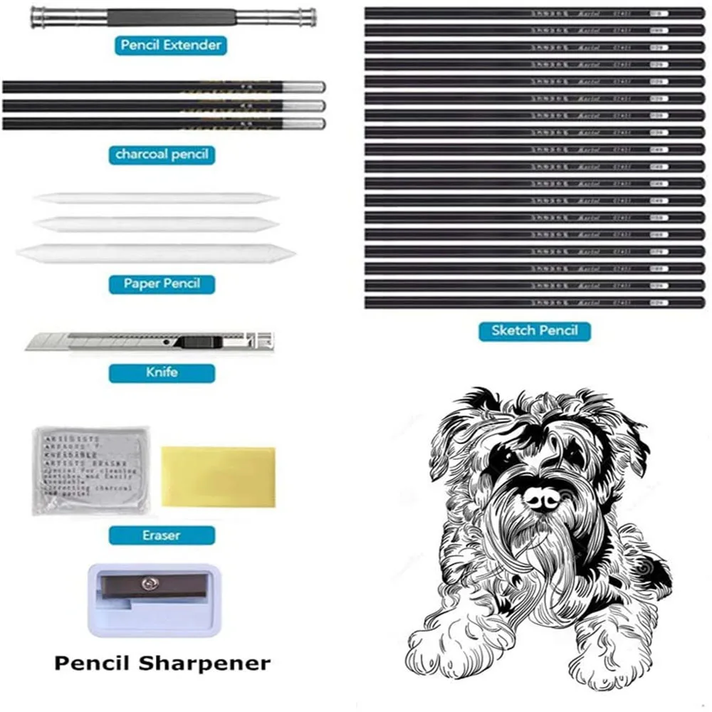 

30pcs Drawing Beginner Sketch Set Charcoal Pencil Art Painting Sketch Stationery Set Student Supplies For Kids Gifts