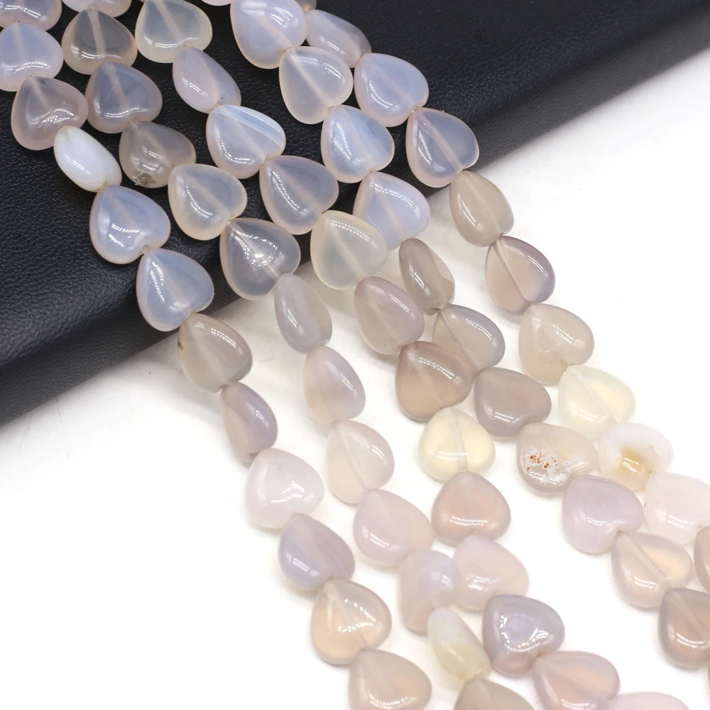 

16pcs/lot Natural Gray Agates Beaded Heart Shape Natural Stone Loose Beads Fit Women Jewelry Bracelets Necklaces Accessories