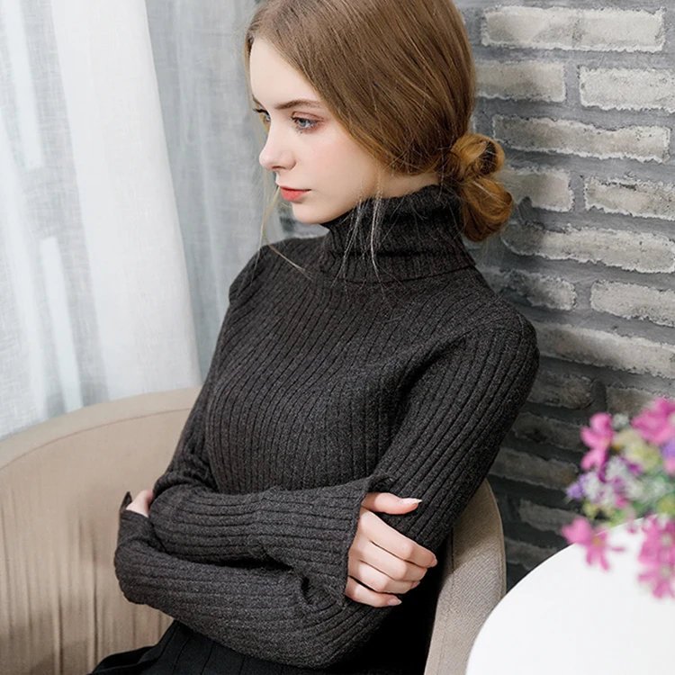 Весна 2020 Новый Модный женский свитер большой размер Однотонный с высоким воротом