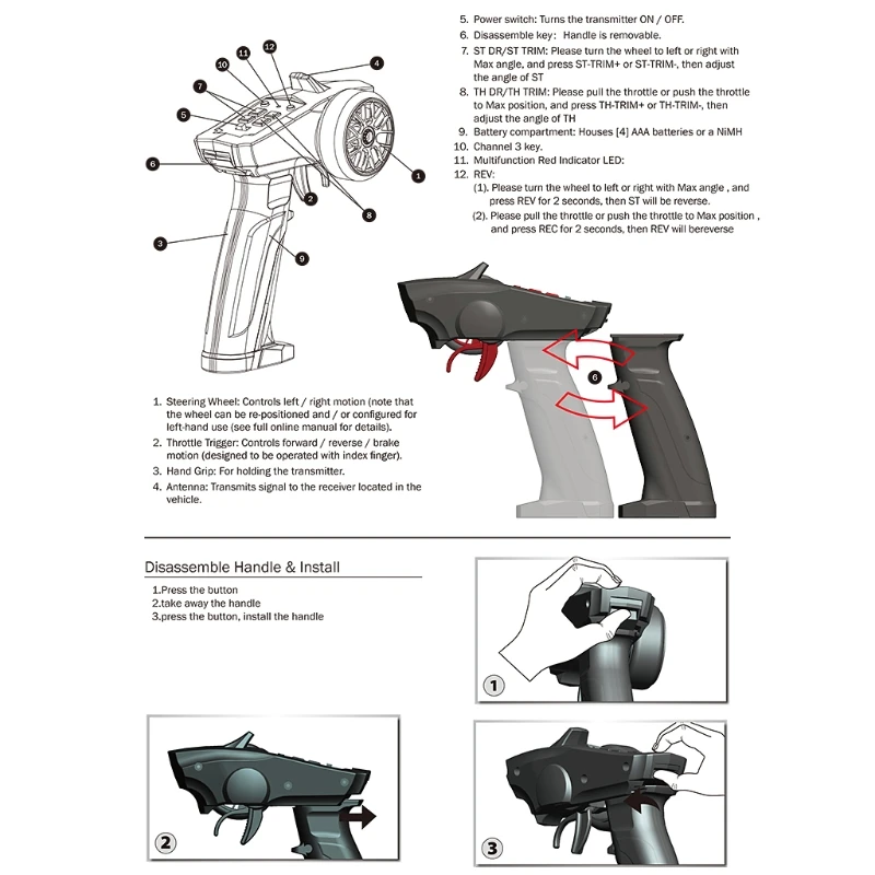 

2021 New 2.4GHz 91803G 91803G-VT 3CH Radio system Transmitter Controller remote control