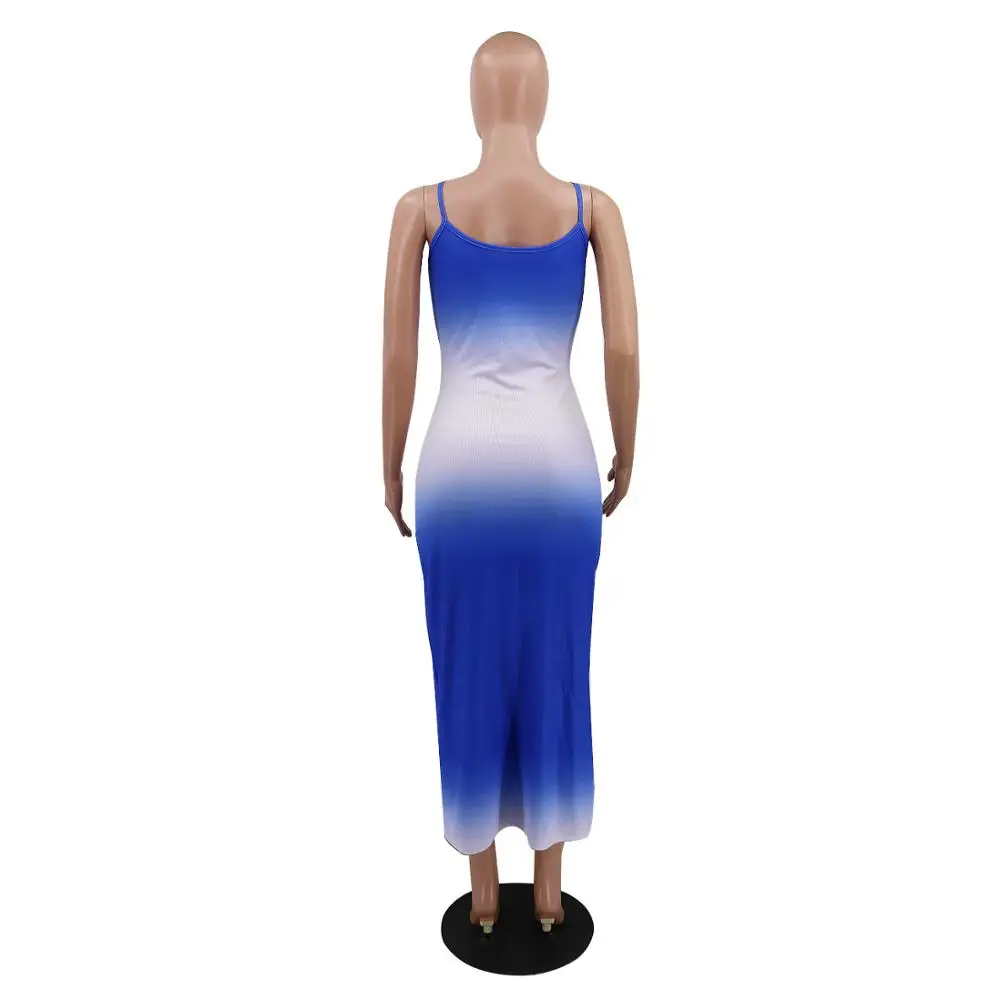 

Summer fashion gradient printed dress sexy slim U-neck sleeveless women's suspender vest long skirt