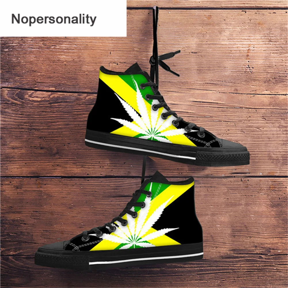 

Nopersonality Cusual Woman Shoes Jamaica Flag Print High Top Canvas Shoes Comfortable Walking Shoes Flats for Female Lasies