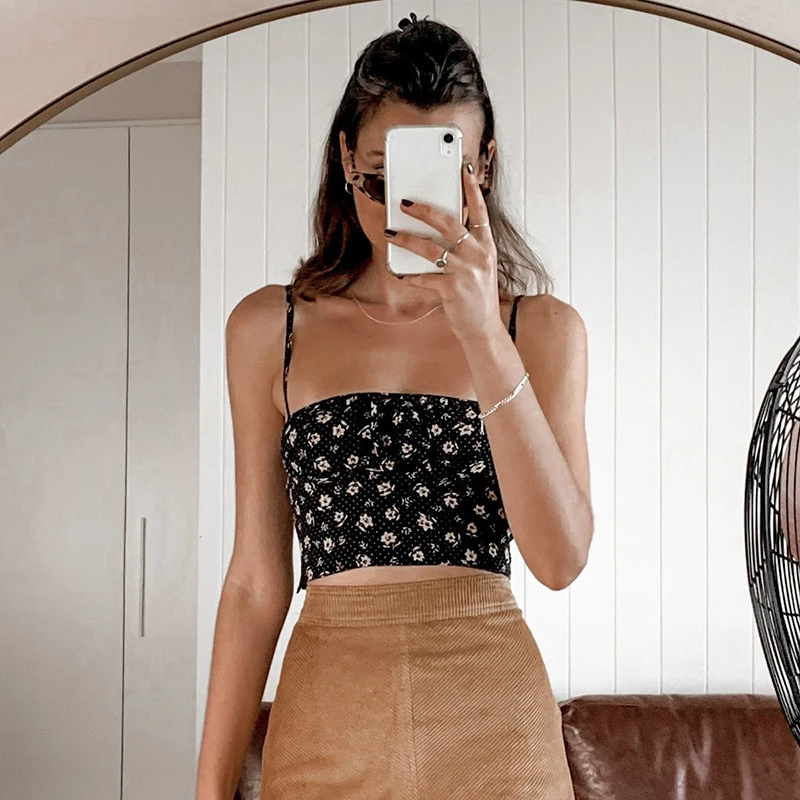 

Women Sexy Club Crop Tops Summer Camis Casual Sweet Print Tank Tops Vest Sleeveless Crop Tops