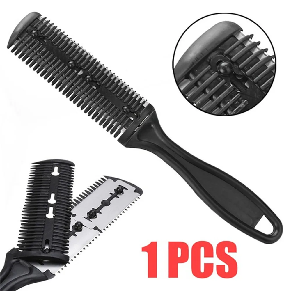 1pc Double Sides Hair Razor Comb With 2 Removable Blades Cut
