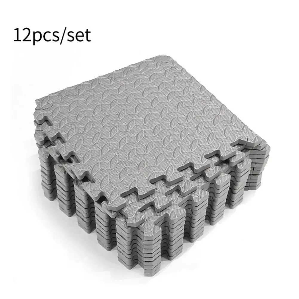 

12pcs Gym Mat EVA Thickened Shock Absorption Fitness Yoga Mats Leaf Grain Interlocking Floor Cushion Non-Slip Baby Crawling Mat