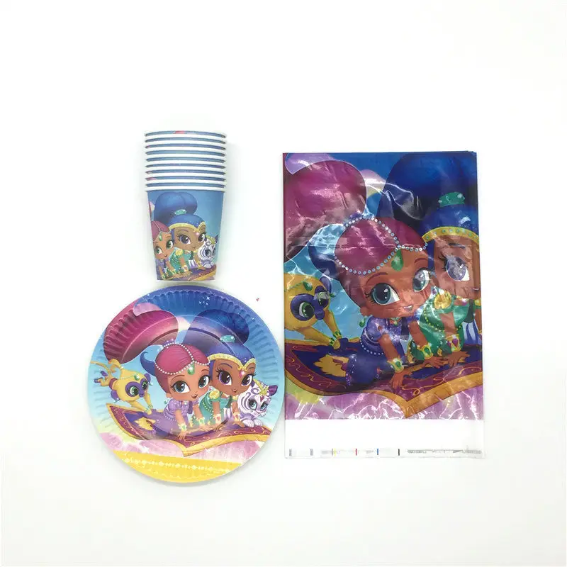 Мерцающие и блестящие 61 шт. наборы одноразовой посуды украшения для дня рождения