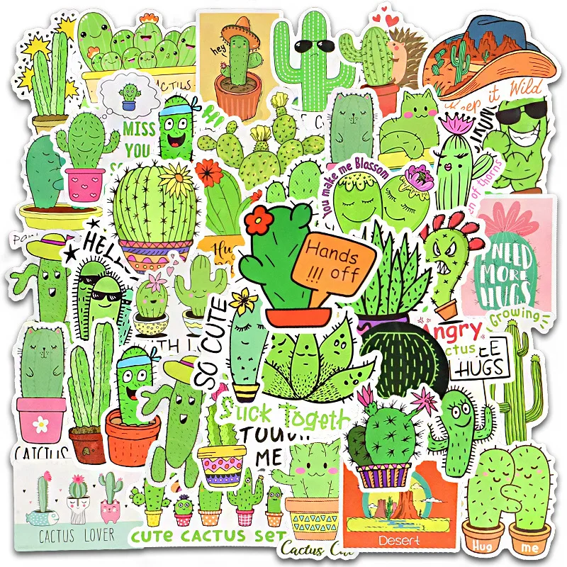 

10/50Pcs Green Plant Succulent Cactus Mini Paper Stickers for DIY Diary Car Helmet Guitar Scrapbooking Planner Kawaii Sticker