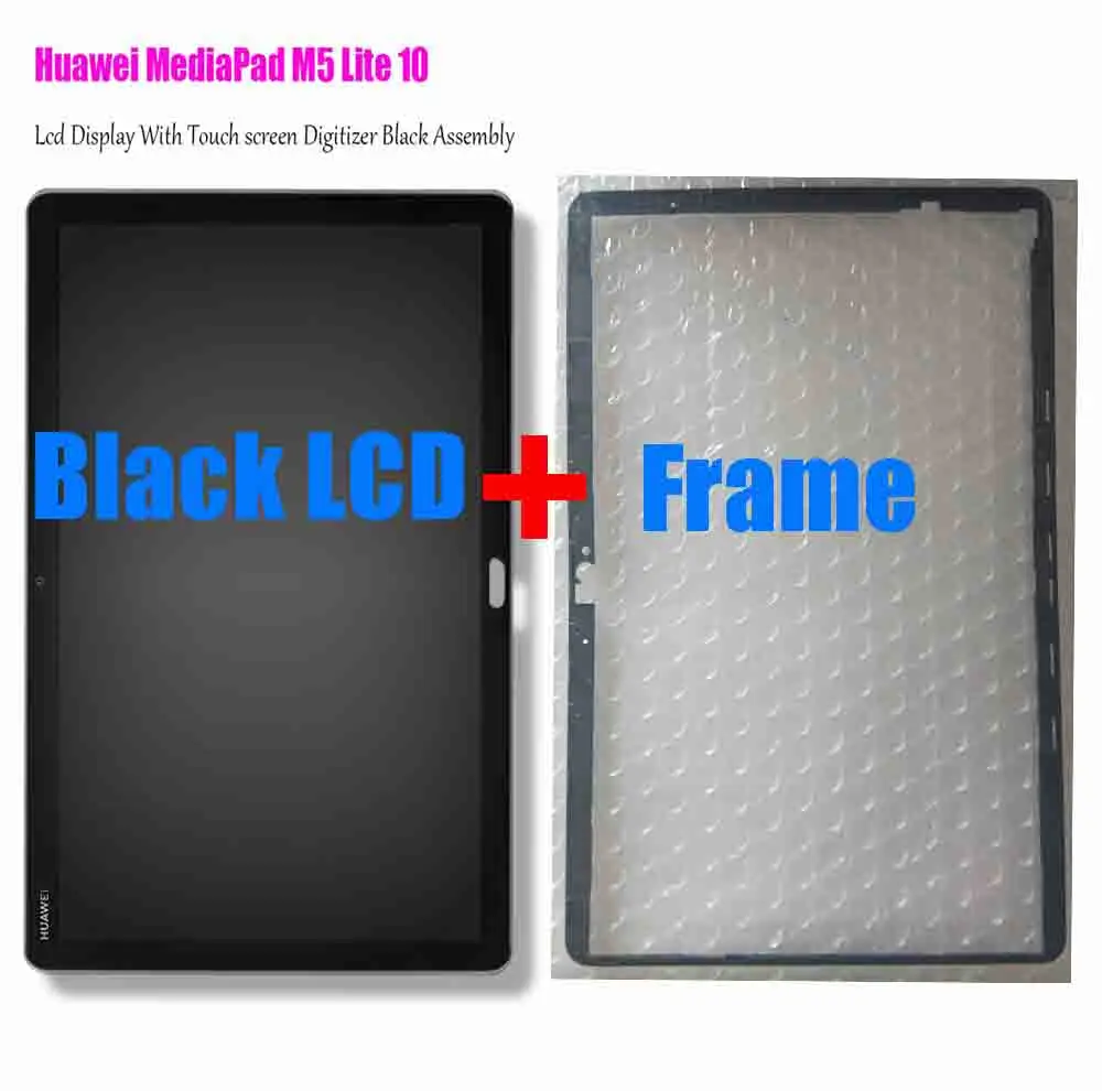 10," huawei MediaPad M5 Lite LTE 10 BAH2-L09 BAH2-L09C Bach2-L09C Bach2-W19C Сенсорный экран дигитайзер с ЖК-дисплеем Дисплей в сборе - Цвет: Black Assembly Frame
