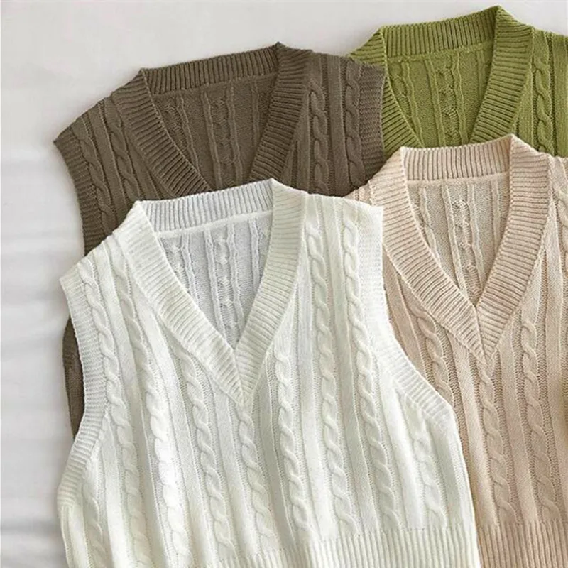 

Женский короткий вязаный свитер без рукавов, женский свободный свитер, жилет, Женский пуловер с V-образным вырезом, топы, жилеты, женские пал...
