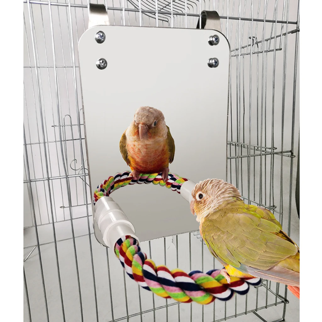 

1 Piece Bird Mirror with Perch Parrot Stand Toy for Small Parakeet Conure Lovebirds