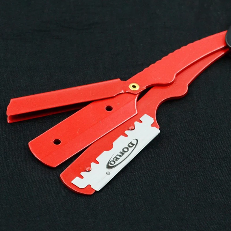 

Стальная бритва с красными прямыми краями для парикмахера, складной нож для бритья, инструмент для парикмахера, Новинка