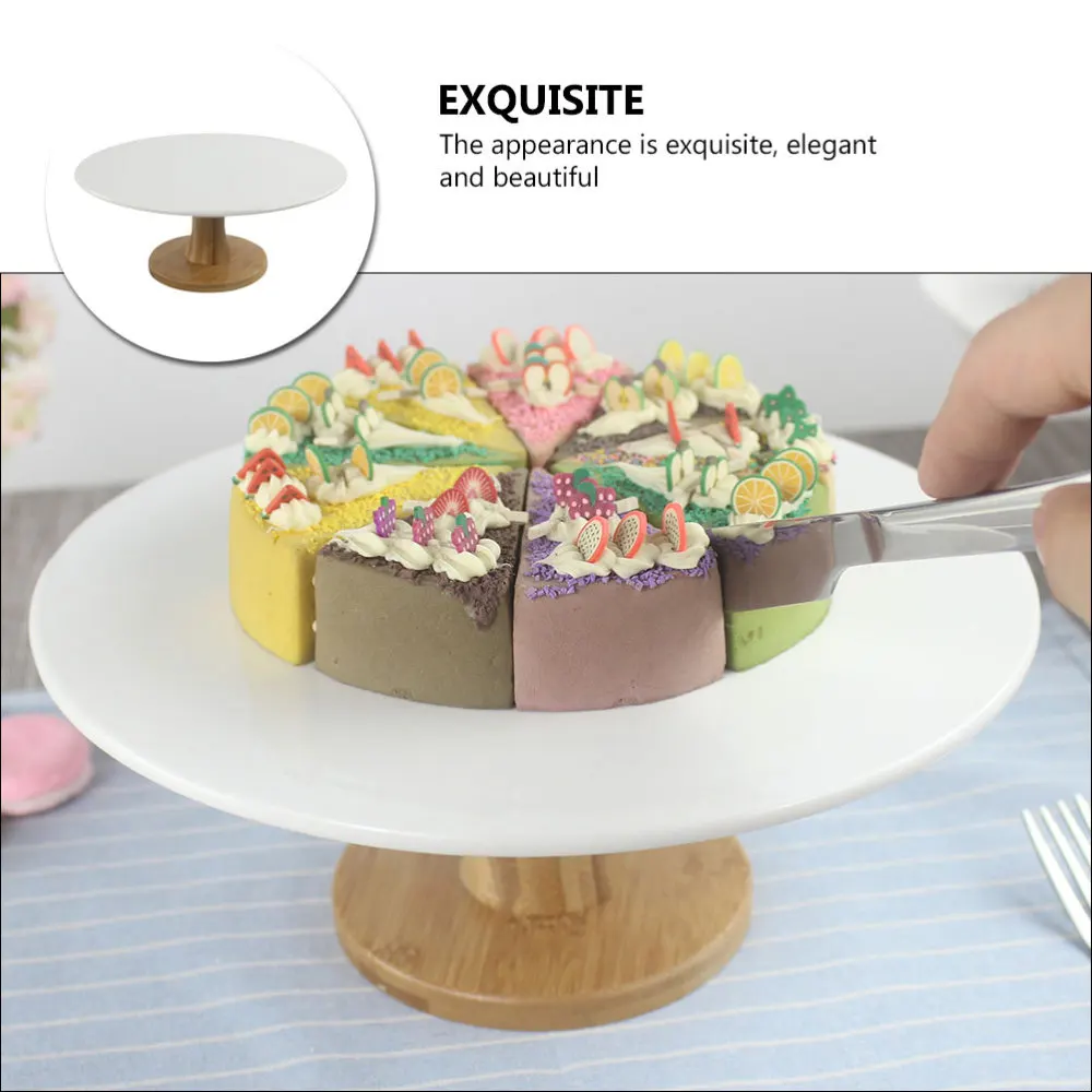 

1Pc Ceramics Wooden Cake Plate Simple Cake Rack Delicate Wedding Dessert Table
