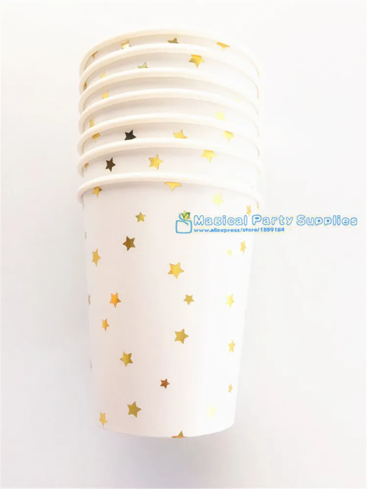 80 шт золотые фольгированные бумажные стаканчики со звездами Свадебные девичьи